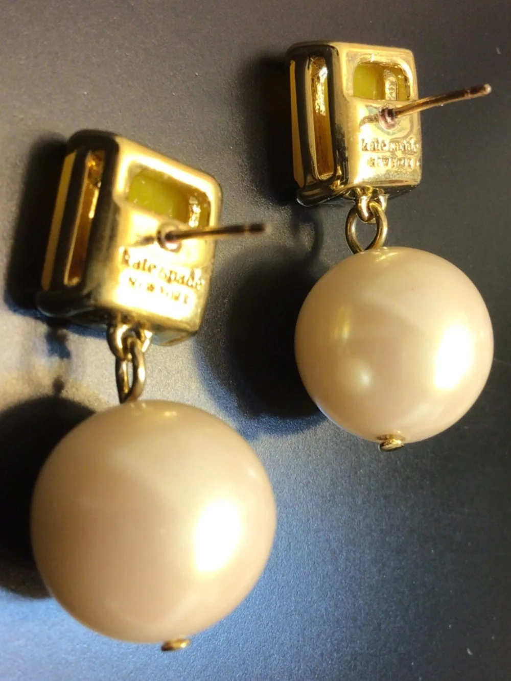 Kate Spade New York Dangle Drop Crystal/Glass Pearl Earrings 14k Gold Filled